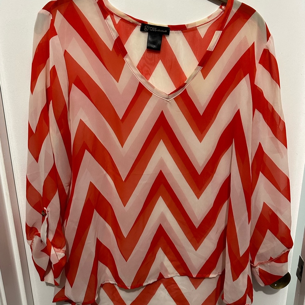 Coral/White Chevron